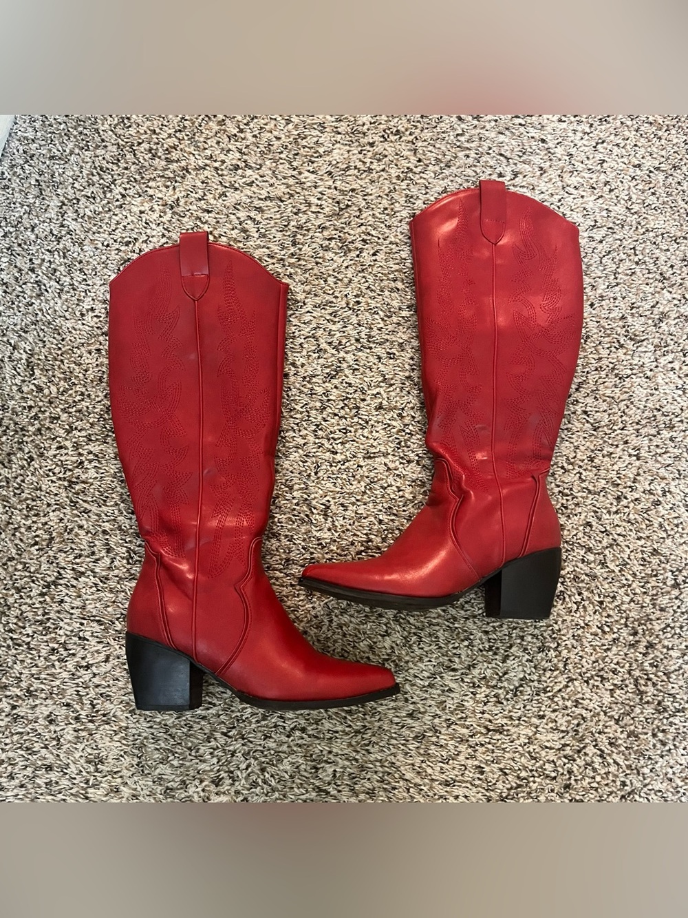 Red Women Knee High Western Boots Size 8